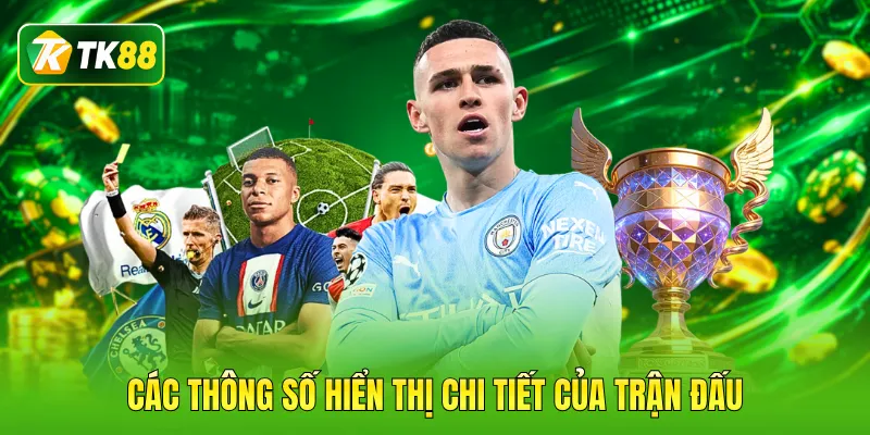 Các thông số hiển thị chi tiết của trận đấu